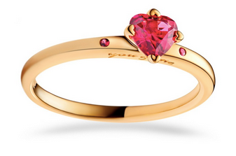 Anillo Corazón Rojo Reluciente Bañado en Oro Pand