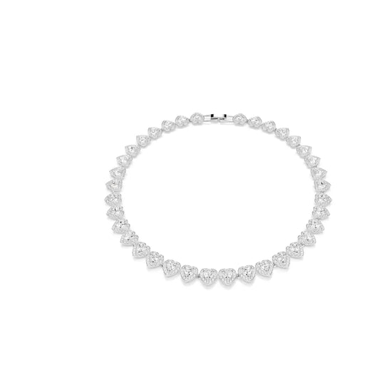 Collar Tennis Ariana Grande x Swa, Corazón, Blanco, Acabado en rodio