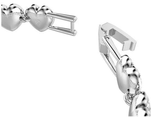 Pulsera Tennis Ariana Grande x Swa, Corazón, Blanca, Acabado en rodio