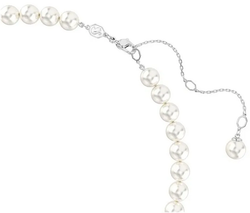Collar Ariana Grande x Swa, Crystal Pearl, Corazón, Blanco, Acabado en rodio