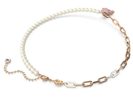 Colgante Teddy, Swa, Perla de cristal, Oso, Rosa, Acabado en tono oro rosa