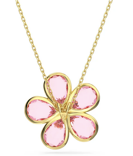 Colgante Idyllia Swa con flor rosa en tono dorado