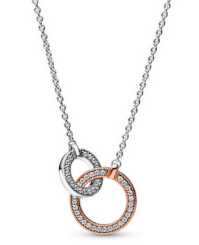 Collar Pand Círculos Entrelazados en Dos Tonos Pandora Signature Recubrimiento en Oro Rosa de 14k