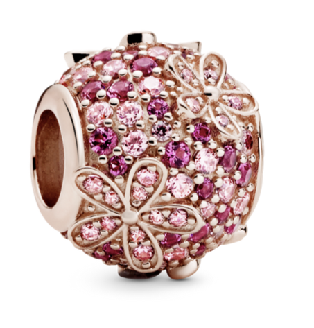 Charm Pand Margherita con pavé rosa	Baño de oro