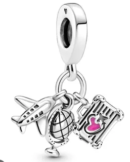 Charm Colgante Avión, Globo Y Maleta	Plata 925