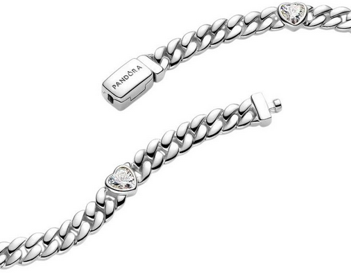 Pulsera Pandora de Cadena Cubana Corazón	Plata 925