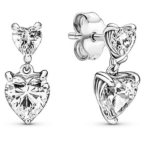 Aretes Pand De Botón Corazón Doble Reluciente	Plata 925