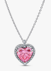 Collar collier Corazón con halo rosa	Plata 925