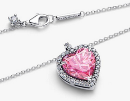 Collar collier Corazón con halo rosa	Plata 925