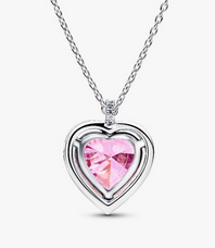 Collar collier Corazón con halo rosa	Plata 925