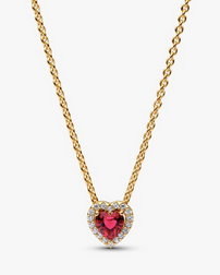 Collar Corazón elevado Bañado en oro de 14k
