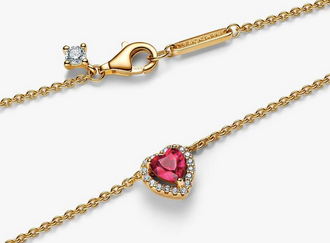 Collar Corazón elevado Bañado en oro de 14k
