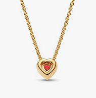 Collar Corazón elevado Bañado en oro de 14k