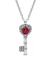 Collar pand de llave con corazón rojo	Plata 925
