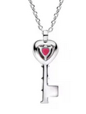 Collar pand de llave con corazón rojo	Plata 925