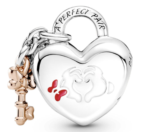 Charm Pand Candado con Mickey y Minnie Mouse	Plata 925