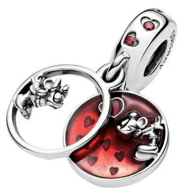 Charm Pand colgante Mickey Mouse y Minnie Mouse fondo rojo	Plata 925