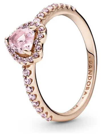 Anillo Pand Corazón Relieve Rosa	Plata 925 con Baño de oro rosa