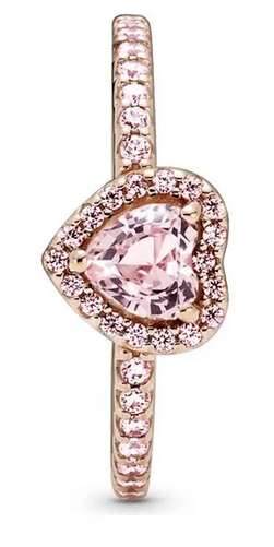 Anillo Pand Corazón Relieve Rosa	Plata 925 con Baño de oro rosa