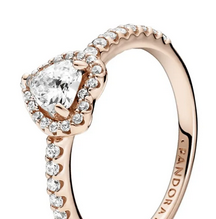 Anillo pand corazón brillante elevado 	Plata 925 con Baño de oro rosa