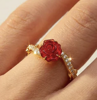 Anillo Pand Rosa Encantada Bella Y Bestia	Plata 925 con Baño de oro