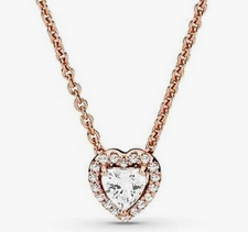 Collar Pand corazón brillante blanco	Plata 925 con Baño de oro rosa