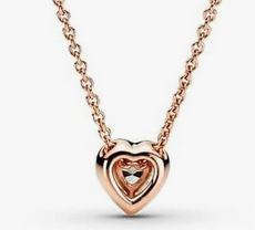 Collar Pand corazón brillante blanco	Plata 925 con Baño de oro rosa