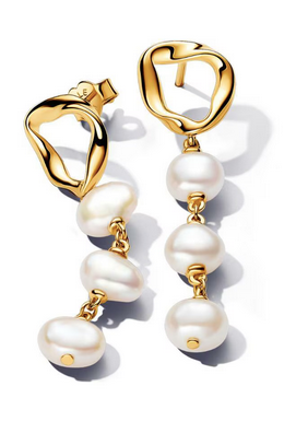 Pendientes Pand - Colgantes - Perla Cultivada	Plata 925 con Baño de oro