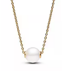 Collar Pand de perlas grande cultivada	Plata 925 con Baño de oro